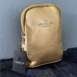 London Fog Gold Sling Bag Janice Double Zip Backpack New